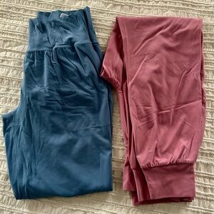 Athleta Blue and Pink Salutation Jogger Pants Set